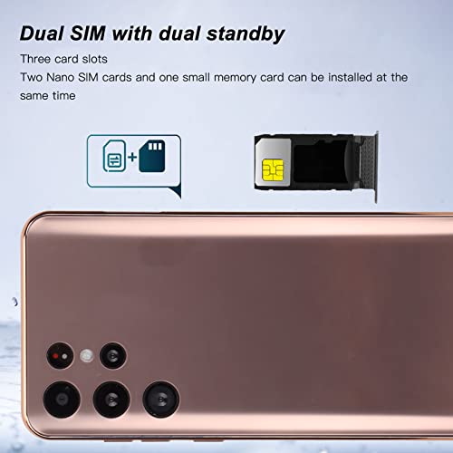 Zunate S22 Ultra 4G Unlocked Smartphone for Android 11, 6.52in Ultra HD Screen 4GB RAM 64GB ROM WiFi Face Unlock Mobile Phone with 4000mAh Battery 8MP 16MP Dual Camera (Gold)