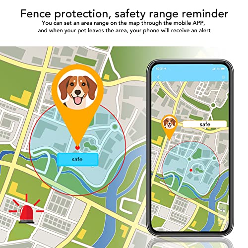 GPS Pet Tracker, High Sensitivity Lightweight USB Rechargeable Dog GPS Tracker Collar with SOS Alarm, Supports Real Time Tracking/Size Adjustment, APP Control, for Dogs or Cats(Blue)