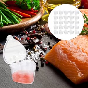 Didiseaon 50Pcs Heart Shaped Condiment Container Clear Plastic Seasoning Containers Small Boxes with Lid Bowl for Home Kitchen Takeout Use 50ml