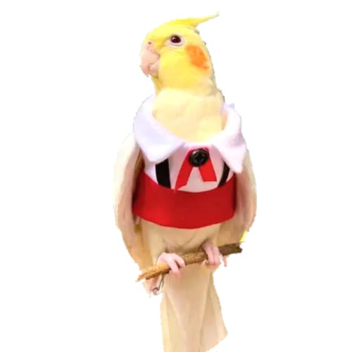 Barn Eleven Bird Uniform Flight Suit for Wedding Anniversary Christmas Partf Birthday Cosplay Photo Prop, Bird Costume Diaper Clothes for Macaw African Budgies Parakeet Cockatiel (Red,Budgie)