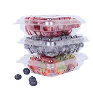 JAK Industrial 42 Pack - 6 Ounce Clear Plastic Vented Berry Containers with Clamshell Lids - For Blueberries, Raspberries, Blackberries