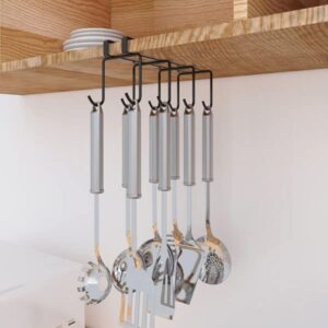 Coffee Mug Holder Under Cabinet - 8 Hooks Cup Organizer for Cabinet Hanging Mug Rack Tea Cup and Utensil Hooks Drilling Free Mug Hanger Under Shelf