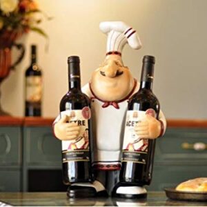 Chef Statue Wine Bottle Stand Decorative Resin Cook Wine Holder Barware Utensil Tableware Ornament Craft Accessories Furnishing-Multi