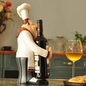 Chef Statue Wine Bottle Stand Decorative Resin Cook Wine Holder Barware Utensil Tableware Ornament Craft Accessories Furnishing-Multi