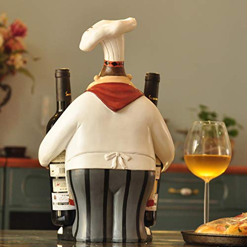 Chef Statue Wine Bottle Stand Decorative Resin Cook Wine Holder Barware Utensil Tableware Ornament Craft Accessories Furnishing-Multi
