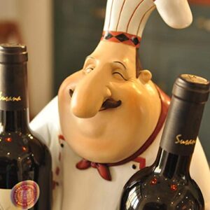 Chef Statue Wine Bottle Stand Decorative Resin Cook Wine Holder Barware Utensil Tableware Ornament Craft Accessories Furnishing-Multi