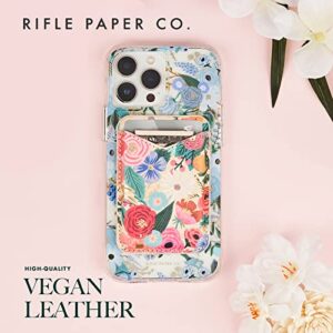 Rifle Paper Co. Magnetic Card Holder - Smooth Vegan Leather MagSafe Wallet [Holds up to 3 Cards] - Slim Detachable iPhone Wallet for iPhone 14 Pro Max/ 13 Pro Max/ 12 Pro Max - Garden Party Blush