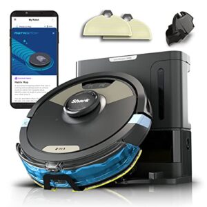 shark av2610wa ai ultra 2in1 robot vacuum & mop with sonic mopping, matrix clean, home mapping, hepa bagless self empty base, cleanedge technology, for pet hair, wifi, works with alexa, black/gold