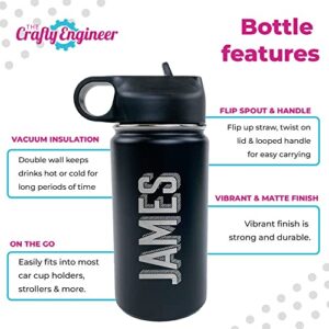 The Crafty Engineer Personalized Kids Water Bottle (Green)