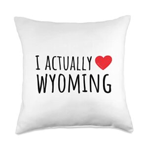 i actually love state style (wyoming) i actually love (heart) wyoming – american state throw pillow, 18x18, multicolor