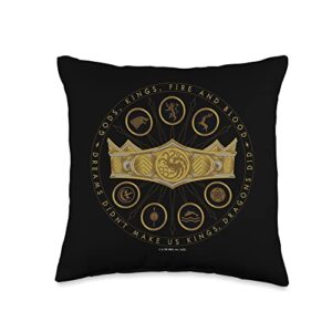 game of thrones house of the dragon god, kings, fire and blood throw pillow, 16x16, multicolor