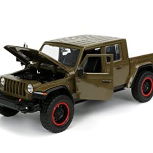 Just Trucks 1:24 2020 Jeep Gladiator Die-cast Car Brown with Tire Rack, Toys for Kids and Adults