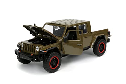 Just Trucks 1:24 2020 Jeep Gladiator Die-cast Car Brown with Tire Rack, Toys for Kids and Adults