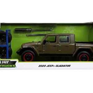 Just Trucks 1:24 2020 Jeep Gladiator Die-cast Car Brown with Tire Rack, Toys for Kids and Adults