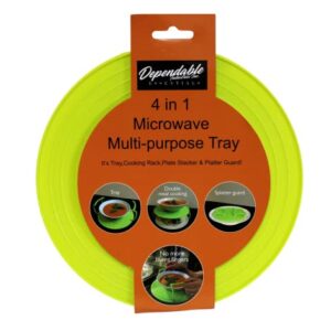 Microwave Multipurpose 4 in 1 Tray Stand Rack Splatter Guard Carry Tray Stacking Shelf (1, Green)