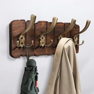 sfycc coat hook, hook rack, wall hook rack, 4 tri hooks, metal clothes hook, rustic coat rack for entryway bathroom bedroom kitchen(1-pack)