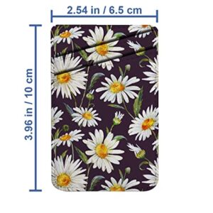 Pack of 2 - Cellphone Stick on Leather Cardholder ( Watercolor Floral Daisy White Pattern Pattern ) ID Credit Card Pouch Wallet Pocket Sleeve