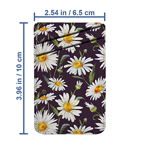 Pack of 2 - Cellphone Stick on Leather Cardholder ( Watercolor Floral Daisy White Pattern Pattern ) ID Credit Card Pouch Wallet Pocket Sleeve