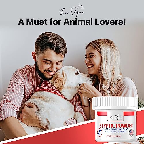 2-Pack Styptic Powder for Dogs, Cats, and Birds (2 oz) by Evo Dyne | Fast-Acting Blood Stop Powder for Pets | Quick Stop Bleeding Powder for Dog Nail Clipping, Grooming, Cuts and More