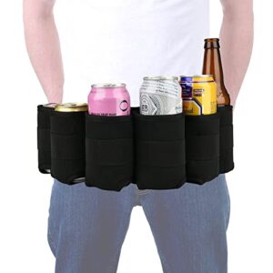 beautyflier beer belt holder insulated 6 pack cold beer waist holder for man adjustable tough premium strap with hook&loop closure for fun cool party, game night, fishing holster (black)
