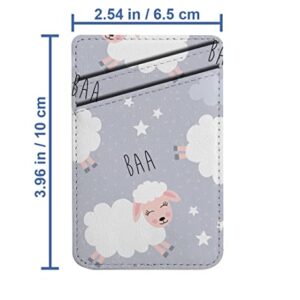 Diascia Pack of 2 - Cellphone Stick on Leather Cardholder ( Sweet Dreams Sheep Animal Pattern Pattern ) ID Credit Card Pouch Wallet Pocket Sleeve