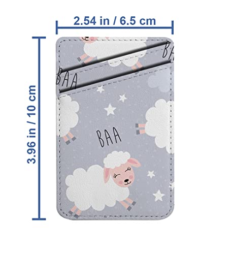 Diascia Pack of 2 - Cellphone Stick on Leather Cardholder ( Sweet Dreams Sheep Animal Pattern Pattern ) ID Credit Card Pouch Wallet Pocket Sleeve