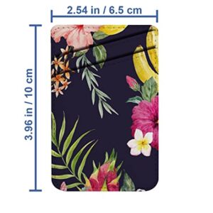 Pack of 2 - Cellphone Stick on Leather Cardholder ( Watercolor Print Pineapple Hibiscus Flower Pattern Pattern ) ID Credit Card Pouch Wallet Pocket Sleeve