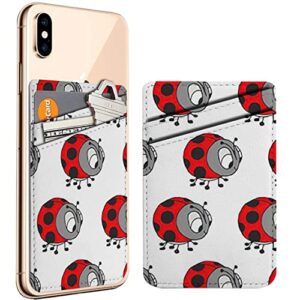 diascia pack of 2 - cellphone stick on leather cardholder ( colorful cute ladybug cartoon pattern pattern ) id credit card pouch wallet pocket sleeve
