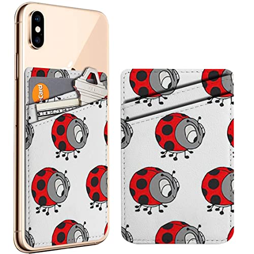 Diascia Pack of 2 - Cellphone Stick on Leather Cardholder ( Colorful Cute Ladybug Cartoon Pattern Pattern ) ID Credit Card Pouch Wallet Pocket Sleeve