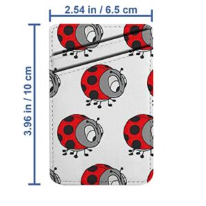 Diascia Pack of 2 - Cellphone Stick on Leather Cardholder ( Colorful Cute Ladybug Cartoon Pattern Pattern ) ID Credit Card Pouch Wallet Pocket Sleeve