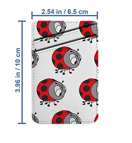 Diascia Pack of 2 - Cellphone Stick on Leather Cardholder ( Colorful Cute Ladybug Cartoon Pattern Pattern ) ID Credit Card Pouch Wallet Pocket Sleeve