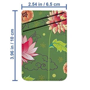 Diascia Pack of 2 - Cellphone Stick on Leather Cardholder ( Lotus Flowers Peonies Pattern Pattern ) ID Credit Card Pouch Wallet Pocket Sleeve