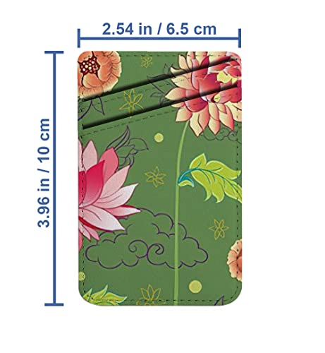 Diascia Pack of 2 - Cellphone Stick on Leather Cardholder ( Lotus Flowers Peonies Pattern Pattern ) ID Credit Card Pouch Wallet Pocket Sleeve