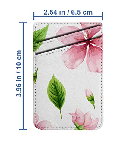 Diascia Pack of 2 - Cellphone Stick on Leather Cardholder ( Cherry Blossom Pink Pattern Pattern ) ID Credit Card Pouch Wallet Pocket Sleeve