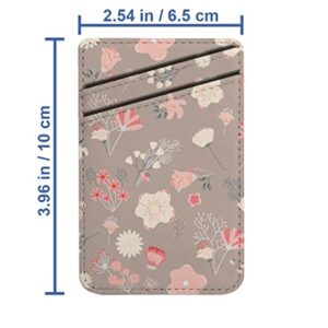 Diascia Pack of 2 - Cellphone Stick on Leather Cardholder ( Pastel Pink Flowers Pattern Pattern ) ID Credit Card Pouch Wallet Pocket Sleeve