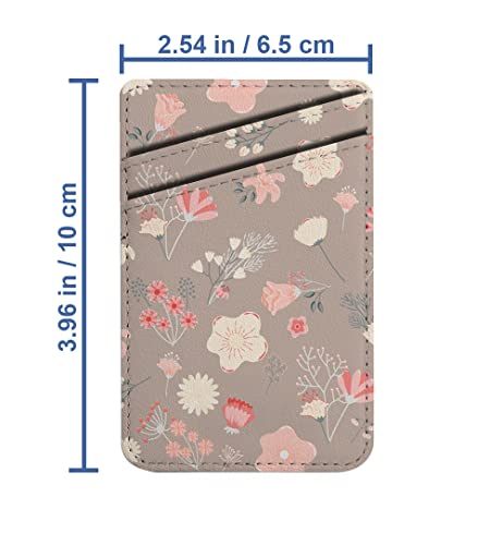 Diascia Pack of 2 - Cellphone Stick on Leather Cardholder ( Pastel Pink Flowers Pattern Pattern ) ID Credit Card Pouch Wallet Pocket Sleeve