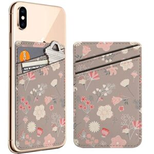 diascia pack of 2 - cellphone stick on leather cardholder ( pastel pink flowers pattern pattern ) id credit card pouch wallet pocket sleeve