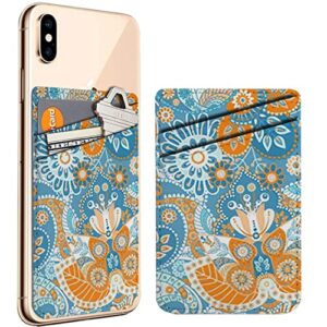 diascia pack of 2 - cellphone stick on leather cardholder ( floral paisley flowers pattern pattern ) id credit card pouch wallet pocket sleeve