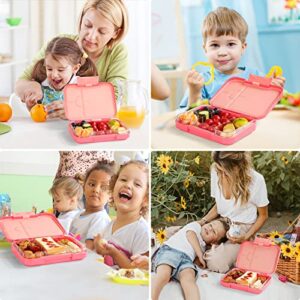 AOHEA Bento Lunch Box for Kids: BPA Free Kids Bento Box Toddler Lunch Box for Daycare or School(Pink)