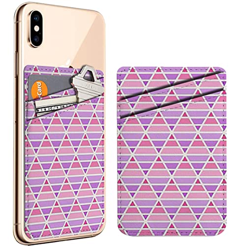 Diascia Pack of 2 - Cellphone Stick on Leather Cardholder ( Sweet Pink Purple Color Stripe Pattern Pattern ) ID Credit Card Pouch Wallet Pocket Sleeve