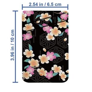 Diascia Pack of 2 - Cellphone Stick on Leather Cardholder ( Japanese Style Cherry Blossom Pattern Pattern ) ID Credit Card Pouch Wallet Pocket Sleeve