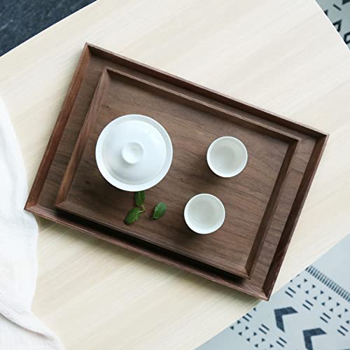 Fenteer Rustic Serving Tray Tenon and Tenon Structure Dish Tea Bread, Dark Brown, 24x24x2.5cm