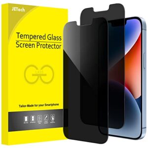 jetech privacy screen protector for iphone 14 6.1-inch (not for iphone 14 plus 6.7-inch), anti spy tempered glass film, 2-pack