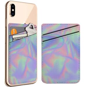 diascia pack of 2 - cellphone stick on leather cardholder ( layered holographic print unicorn colours pattern pattern ) id credit card pouch wallet pocket sleeve