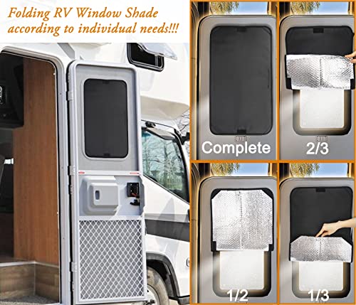 RV Window Shade, RV Door Window Shade Cover 16''x 25'', Camper Window Coverings for Travel Trailers, Sun Blackout Fabric, UV Rays Protection, Waterproof (2Pack)