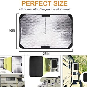 RV Window Shade, RV Door Window Shade Cover 16''x 25'', Camper Window Coverings for Travel Trailers, Sun Blackout Fabric, UV Rays Protection, Waterproof (2Pack)