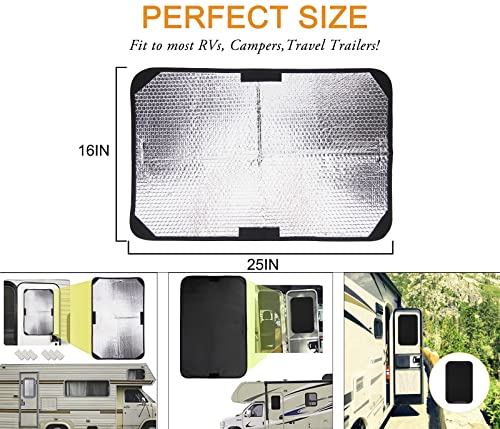 RV Window Shade, RV Door Window Shade Cover 16''x 25'', Camper Window Coverings for Travel Trailers, Sun Blackout Fabric, UV Rays Protection, Waterproof (2Pack)