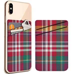 diascia pack of 2 - cellphone stick on leather cardholder ( pink plaid tartan pattern pattern ) id credit card pouch wallet pocket sleeve