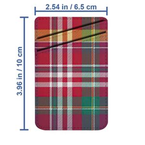 Diascia Pack of 2 - Cellphone Stick on Leather Cardholder ( Pink Plaid Tartan Pattern Pattern ) ID Credit Card Pouch Wallet Pocket Sleeve