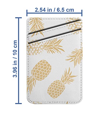 Diascia Pack of 2 - Cellphone Stick on Leather Cardholder ( Metallic Cream Gold Pineapple Fruit Pattern Pattern ) ID Credit Card Pouch Wallet Pocket Sleeve